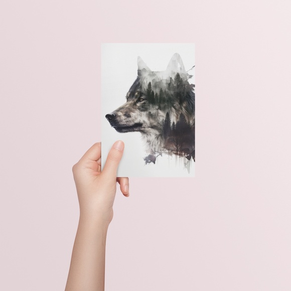 Wolf Animal Portrait Wall Art Illustration Print Poster Card Unframed - Picture 4 of 6